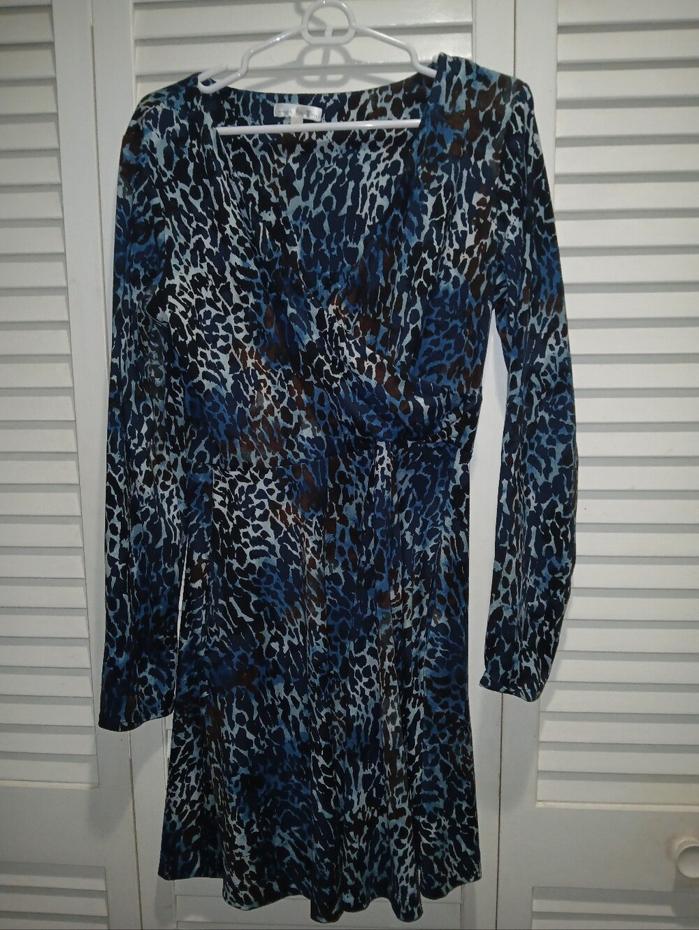 Nine Britton Stitch Fix Blue Leopard Faux Wrap Dress Large